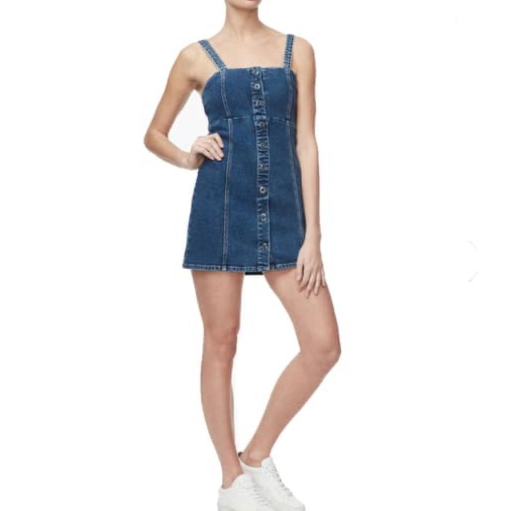 ⏰TODAY ONLY‼️🆕 Good American The Snap To It Denim Dress GA Size 3